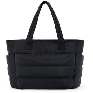 Women's Tote Bag Black Water Resistant Large Capacity Everyday Use Horizontal <b>Square</b> Zipper Closure - Product Image 1