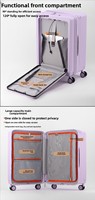 Valise cabine 20 pouces à ouverture frontale avec poignée large, serrure à combinaison TSA, roulettes multidirectionnelles, port USB et fonction extensible