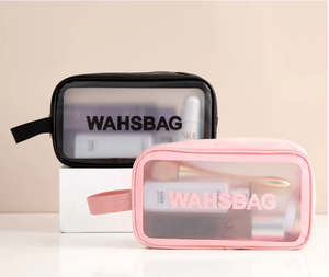 Maxfree <b>Travel</b> Portable Clear PVC Makeup Pouch Cosmetic Bag Transparent PU Matte Wash <b>Toiletry</b> Bag 3PCS Set - Product Image 4
