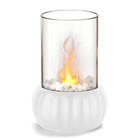 Brasero de table créatif en acier inoxydable pour Halloween, en forme de citrouille, en métal noir, avec pierres de cheminée et verre trempé, portable