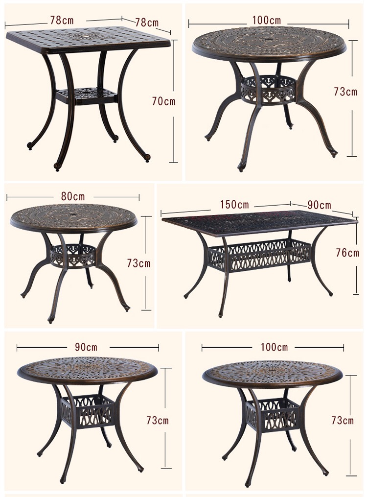 round outdoor dinning cast aluminum restaurant table and chairs set for restaurant and bars outdoor