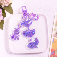 1PC Mignon Porte-clés pour sac, boîte à écouteurs, clés, accessoires, avec motifs dessin animé, paillettes, cœur, animal, bonbon, ours, pour amis et amoureux