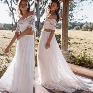 Off-Schouder Online Winkel Goedkope Populaire Twee Stukken Bridal Party Jurken - Product Image 2