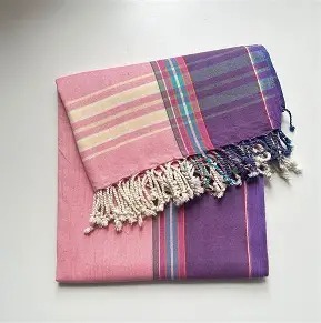 Toalla Kikoy Rosa de Algodón, Paño de Playa con Diseño a Cuadros y Rayas, Tejido Ligero, Absorbente, Hecha a Mano, Toalla de Baño para Viajes y Resorts - Product Image 3