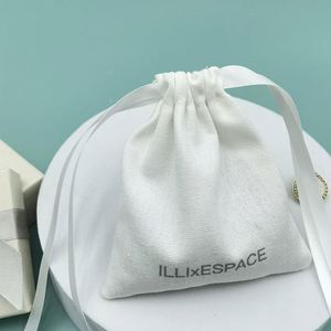 Custom Logo Recyclable Gift Craft <b>Pouch</b> Cotton Canvas <b>Drawstring</b> Bag - Product Image 1