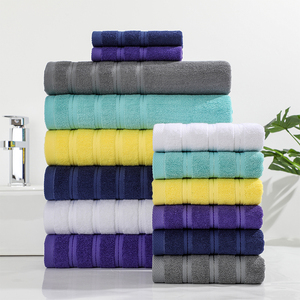 Ensemble de serviettes de bain 100% coton, <span class=keywords><strong>6</strong></span> couleurs au choix, serviettes douces et absorbantes à rayures satinées pour la maison, l'hôtel, la salle de bain, vente en gros - Product Image 1