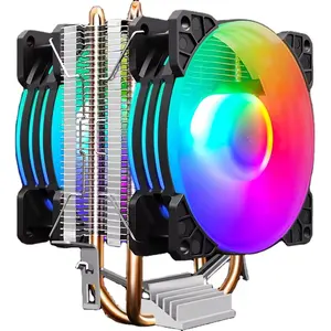 批发RGB高效电脑散热器2热管中央处理器空气冷却器，带2个风扇