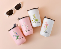 Tasses de voyage isothermes personnalisées de 300 ml, gobelet unique avec fleur de naissance, superbes cadeaux personnalisés pour toutes les occasions
