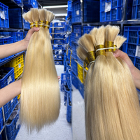 Extensions de cheveux vierges non traités à 100 %, blonds, lisses comme des baguettes, en vrac, pour tressage, cheveux humains blonds pour tressage