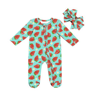 Mono de Dormir con Cierre y Estampado Tie-Dye para Bebé Recién Nacida, Manga Larga, con Volantes en la Parte Inferior, Pijama con Diadema de Lazo - Product Image 2