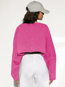 HENGYU sweat-<span class=keywords><strong>shirt</strong></span> décontracté pour femmes recadrée Yoga Gym entraînement sweat-<span class=keywords><strong>shirt</strong></span> pour femmes pull à capuche hauts - Product Image 3