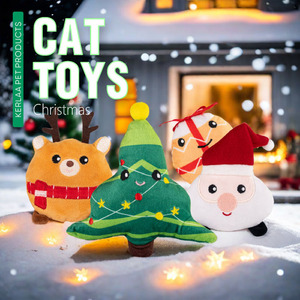 Venta al por mayor de juguetes de peluche para mascotas, juguetes de Navidad para gatos, divertidos juguetes para masticar, juegos de regalo de embalaje de Papá Noel, Kits de artesanía de Navidad con hierba gatera en el interior - Product Image 5