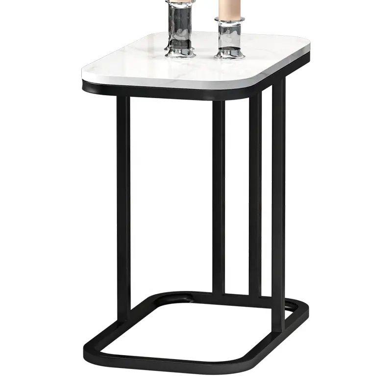 Tabela de metal para sala de estar, quadro de mármore simples nórdico, para canto preto, tabela de café, pequenos tabelas laterais quadradas para sala de estar