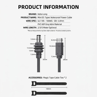 Kabel USB-C ke DC Tembaga Berlapis Timah 18AWG 100W PD OD5.0mm dengan Pelindung Anyaman PVC Tahan Air, Garansi 12 Bulan untuk Starlink Mini Tipe-C