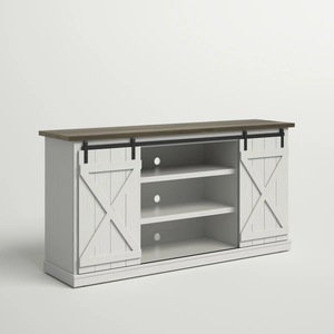 Mueble <span class=keywords><strong>para</strong></span> <span class=keywords><strong>TV</strong></span> Estilo Moderno con Puerta Corredera Tipo Granero <span class=keywords><strong>y</strong></span> Dos Estantes Ajustables <span class=keywords><strong>para</strong></span> Sala de Estar o Dormitorio con Amplio Espacio de Almacenamiento - Product Image 1