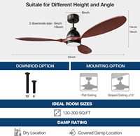 Ventilateurs de plafond intelligents à LED pour usage domestique Finition bois Lames réversibles à intensité variable Télécommande Moteur à courant continu Alimentation électrique
