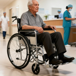 Portable Folding Carbon Steel Wheelchair With U Brake For <b>Elderly</b> Home Hospital Use - Product Image 1