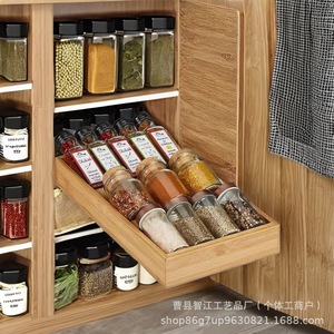 Nuevo estante para especias de bambú y madera, organizador de especias de tres niveles, caja de almacenamiento para cocina. - Product Image 4