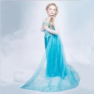 Fancy 4-10y Meisje Prinses Elsa Jurk Voor Meisjes Kleding Dragen Cosplay Elza Kostuum Halloween Christmas Party Met Kroon