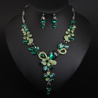 Conjunto de Collar y Pendientes de Flores de Cristal, con Gemas Brillantes, Accesorios de Moda Femeninos