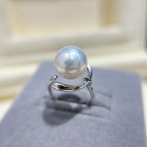 Support de bague en argent S925, accessoires de perles DIY, perles rondes simples de 9 à 11 mm, 1898 - Bijoux en argent élégants pour un look personnalisé - Product Image 2