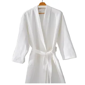 Cotton Super Soft Solid Adult Hotel Luxury Women Bathrobe Shawl Collar Soft Plush Spa Robe
