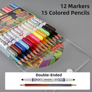 マカロン54色マーカーペン＆色鉛筆、ファッショナブルなデザインのパッケージ、学校用カスタムマーカーペンカラー、ハンドルロゴ入り - Product Image 3