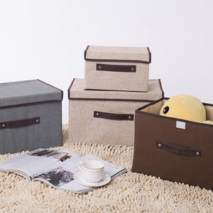 Set 2 Kotak Penyimpanan Pakaian Lipat dari Kain, Keranjang Penyimpanan untuk Kamar Bayi dengan Tutup dan Pegangan - Product Image 2