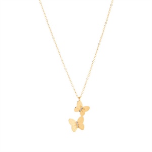 Collier pour femme de haute qualité, plaqué or, en acier inoxydable, avec pendentif papillon en zircon - Product Image 1