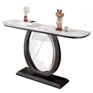 Mesa de consola de entrada rectangular moderna con marco delgado de acero inoxidable y sala elegante superior de piedra sinterizada duradera - Product Image 6