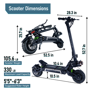 Trottinette électrique à double moteur pour adultes, batterie 60V 35AH, vitesse 55 MPH, pneus de 11 pouces - Product Image 4