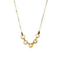 Collier Pendentif Géométrique Cinq Anneaux Entrelacés en Zircon, Plaqué Or 14K, Acier Inoxydable Anti-Allergie, Vente en Gros