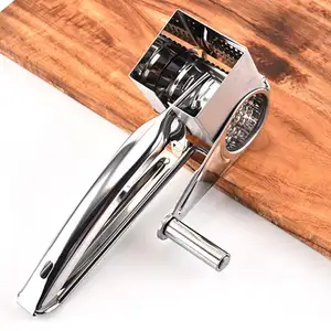 Hot Online Aço Inoxidável Mão Rotating 3 Tipo Ralador De Queijo Queijo Multi-Function Kitchen Gadgets Queijo