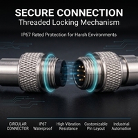 Sensor Aktuator M12 Konektor 8-Pin Betina Kabel Harness Terpasang Jaket PVC/PUR Tanpa Pelindung Kabel Berkode ABD Panjang Kabel Dapat Disesuaikan