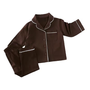 Toptan Çocuk Erkek Kız Pamuklu Uzun Kollu Pijama İki Parçalı Gömlek ve Pantolon Takımı Yumuşak Bebek Giysisi - Product Image 5