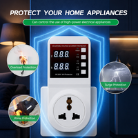 Prise de protection automatique contre les surtensions et les surintensités EU 1-16A AC 110V 220V avec affichage LED, protection contre les surtensions réglable, triphasé DC
