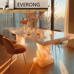Mesa de Té de Lujo de Mármol Ónix Natural Personalizada, Muebles Elegantes <span class=keywords><strong>para</strong></span> <span class=keywords><strong>Comedor</strong></span>, Fabricante de Muebles de Piedra Premium - Product Image 3