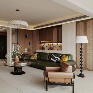 Vitrina de Madera Estilo Antiguo Francés Personalizada con Ratán, Muebles Modernos para el Hogar, Almacenamiento de Vajilla para Villas - Product Image 1