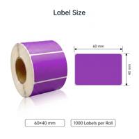 Rouleau d'étiquettes thermiques violettes résistantes aux rayures 60*40mm, autocollantes, pour étiquettes de date de cuisine et de restauration