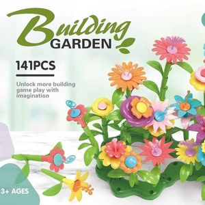 Toptan yaratıcı eğitici oyuncaklar bahçe yapı taşları DIY çiçek istifleme oyuncaklar çocuklar için çiçek bahçe yapı seti - Product Image 1
