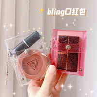Mini sac à cosmétiques Transparent en pvc, paillettes, pochette pour écouteurs, sac de rangement de cosmétiques rouge à lèvres, sac de rangement à boutons en PVC