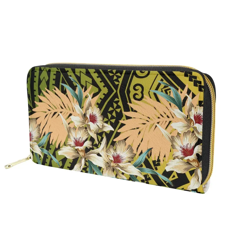 Wholesale Lower Price PU Leather Wallets for Women Polynesian Tribal Ladies Wallet New Full Custom Design Purses and Handbags