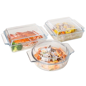 Nấu Ăn Đặt Cao Borosilicate Nồi Thủy Tinh Tròn Vuông 1L 2L 3L Nướng Món Ăn Chảo Với Nắp Cho Thực Phẩm Lưu Trữ Container Rang Chảo - Product Image 2