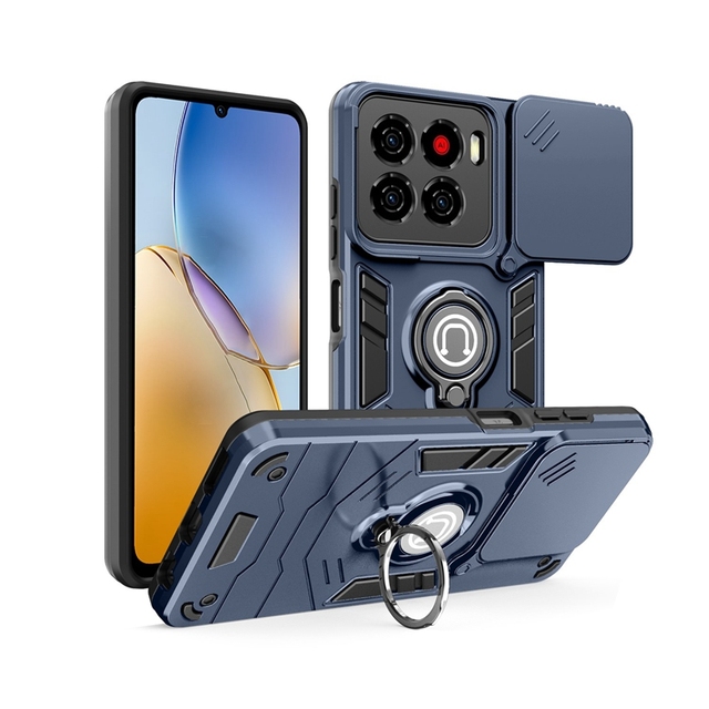 Hybrid Soft TPU Hard PC Camera Protector Cell Phone Case with Ring Kickstand Holder Back Cover for ZTE Blade A56 4G Phone Cases