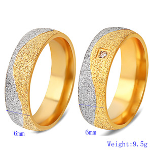 Bagues de couple en acier inoxydable bicolore avec diamants de 6 mm pour femmes, bijoux cadeau - Product Image 5