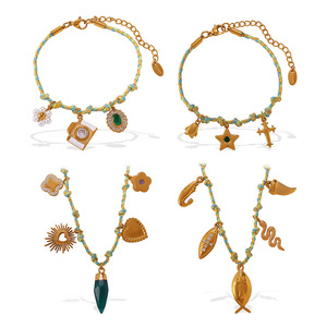 สร้อยคอรูปเปลือกหอยชุบทอง 18K สแตนเลสสตีล พร้อมจี้ปลาดาวเซรามิก ชุดกำไลข้อมือ ของขวัญเครื่องประดับสำหรับทุกเพศ - Product Image 5