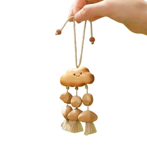 Wholesale Hand Carved Wood Cloud Natural Fruit Shell Wind Chime For Hanging <b>Ornament</b> <b>Car</b> Charm Home Decoration Gift - Product Image 1
