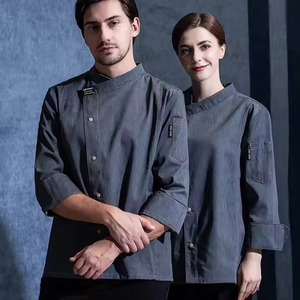 Uniformes de Chef para Cafetería y Restaurante, Camiseta para Hombre de Tela Twill Antiarrugas con Impresión de Logotipo Personalizado - Product Image 1