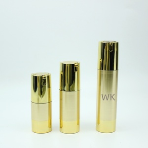 Botella de Bomba de Suero Cosmético sin Aire con Bloqueo de Luz, Botella de Bomba de Loción Dorada Electrochapada, Botella de Bomba de Loción sin Aire con Acabado Metálico Cepillado - Product Image 2