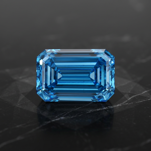 Diamante Azul de 7 Quilates, Corte Esmeralda, Cultivado en Laboratorio, Claridad VVS2, Diamante Azul Suelto de Primera Calidad - Product Image 1